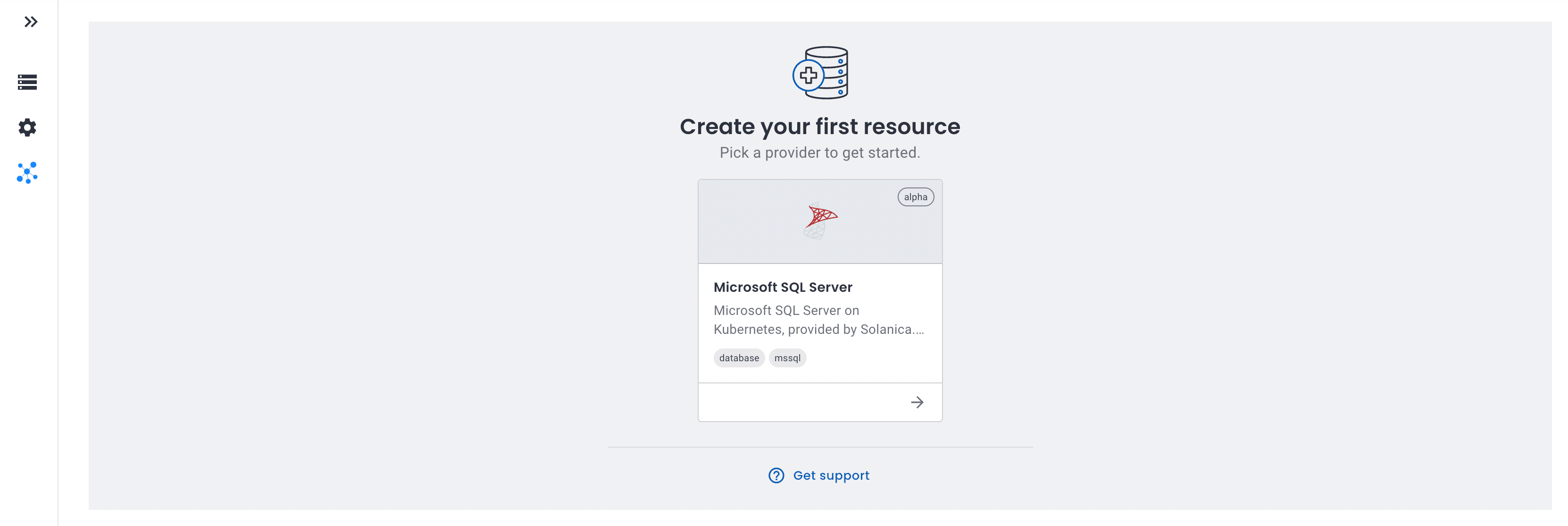 Solanica Platform — Microsoft SQL Server in the provider catalog