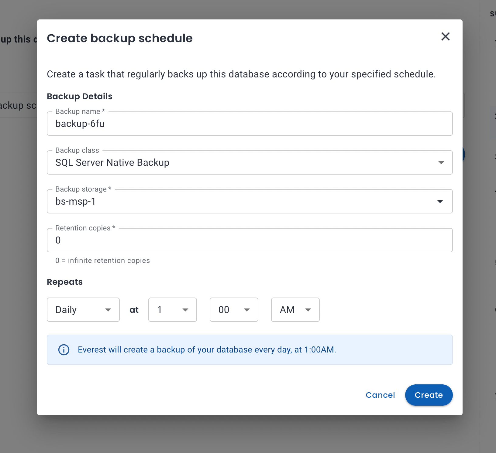 Configure a backup to an S3 bucket with a schedule
