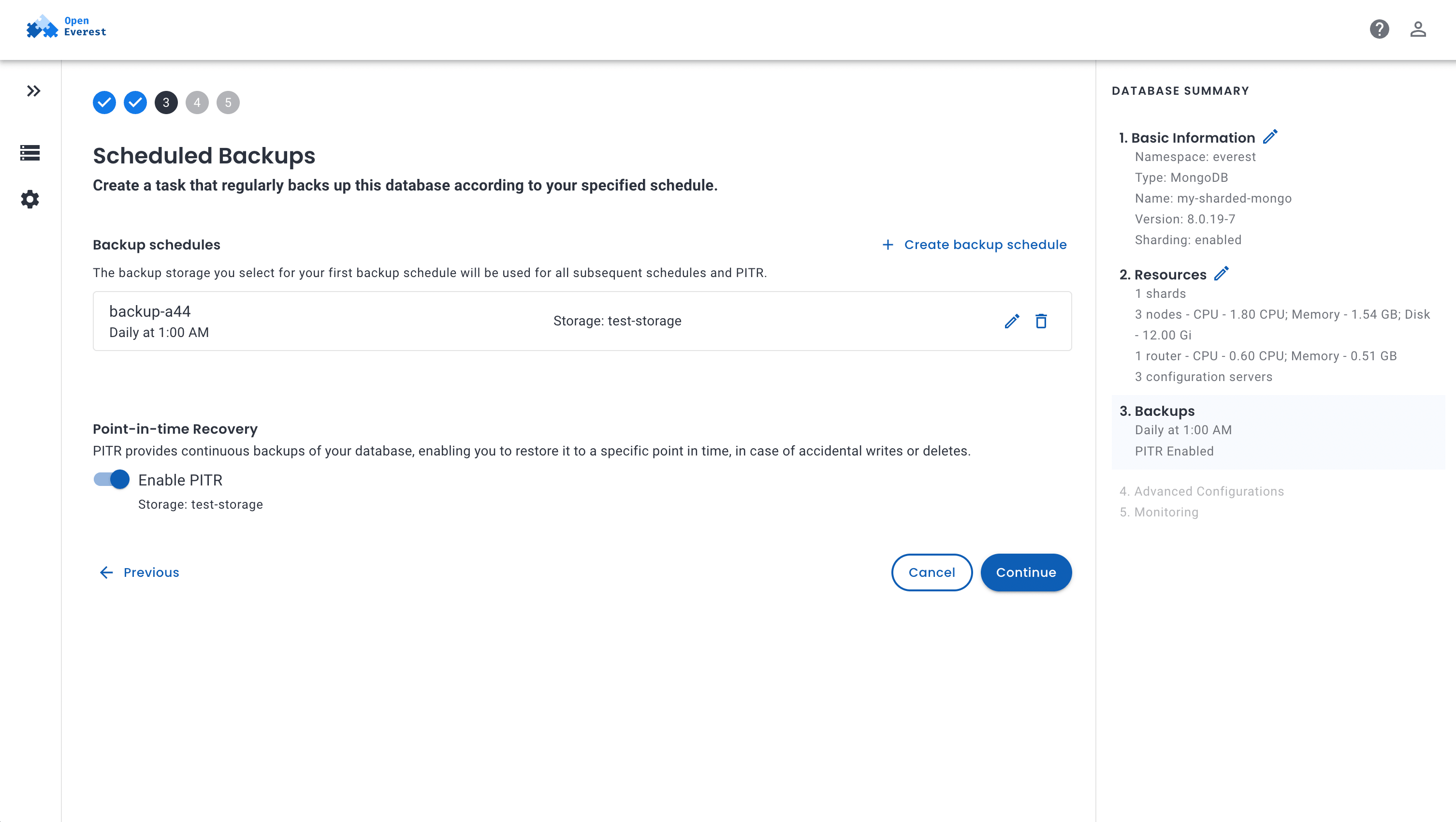 OpenEverest — Configure backups