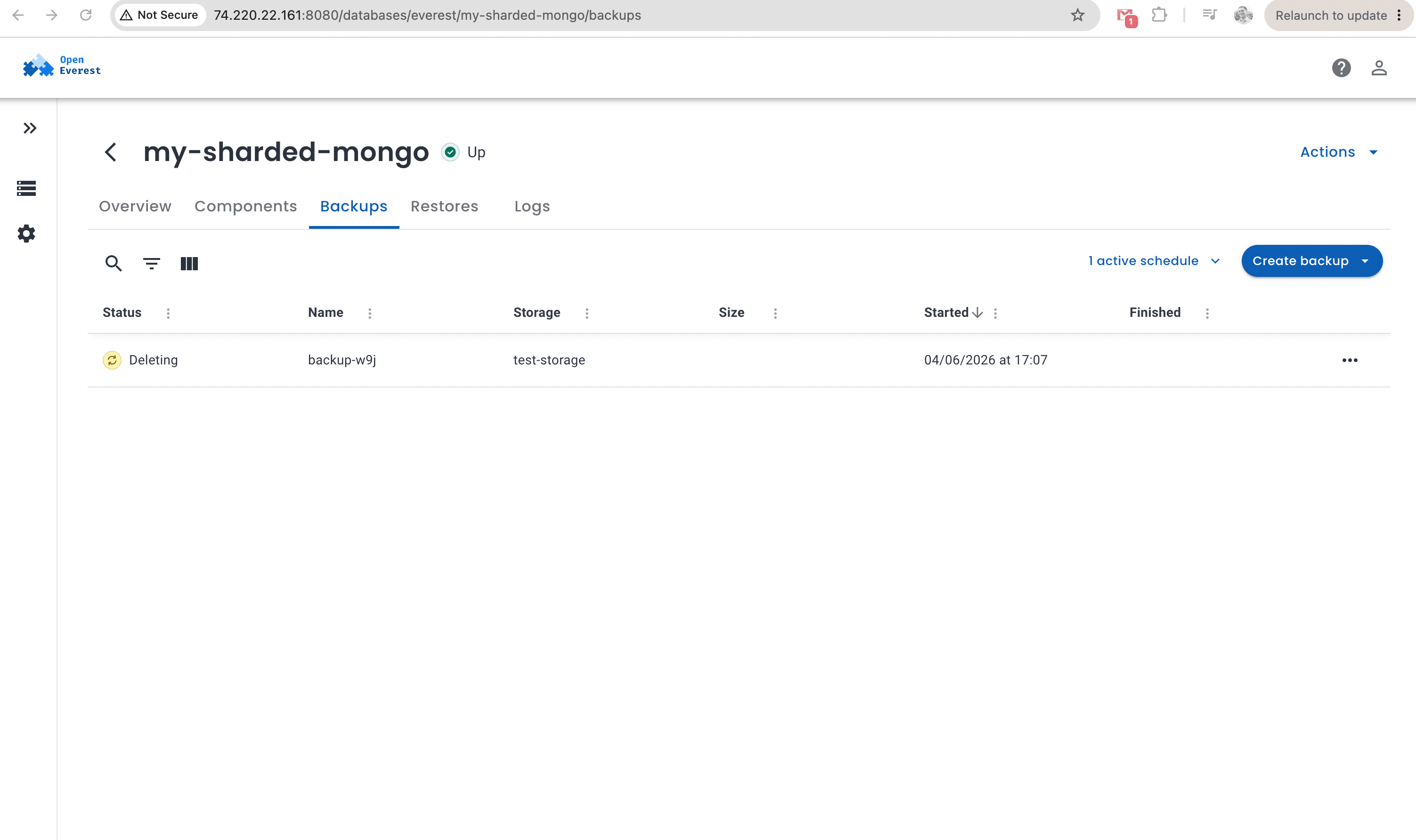 OpenEverest — Backup management
